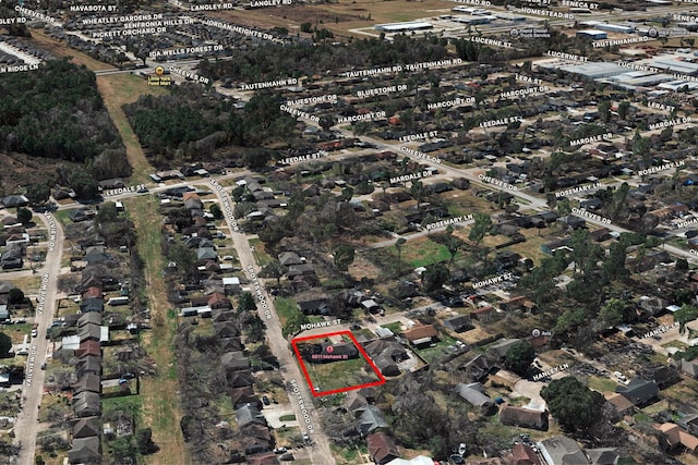 6611 Mohawk St, Houston, TX 77016 - aerial view of property and surrounding area featuring property parcel outlined