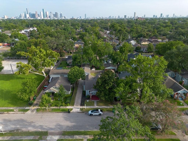 1020 E 16th St, Houston, TX 77009 - aerial overview of property's location with city skyline