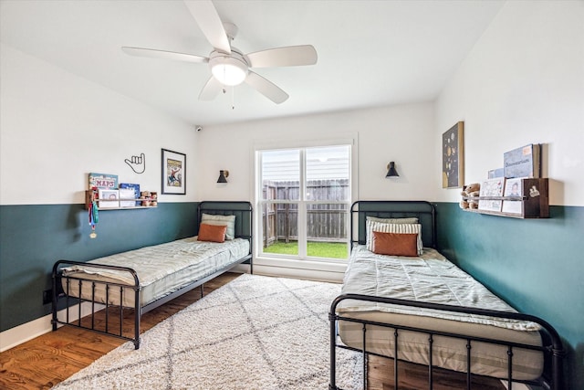 1247 Martin St, Houston, TX 77018 - bedroom featuring wood finished floors and a ceiling fan
