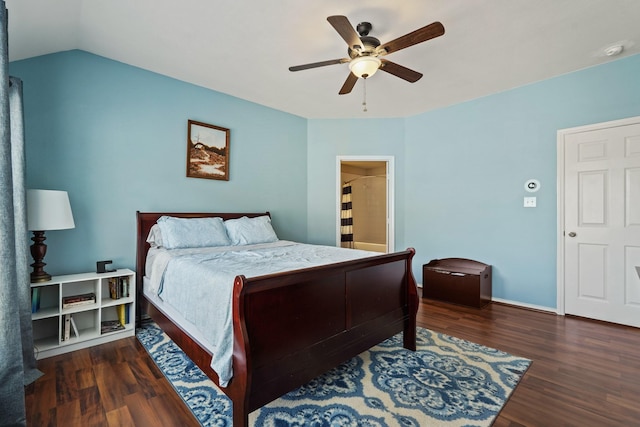 2911 Clay St, Houston, TX 77003 - bedroom with wood finished floors, ceiling fan, and lofted ceiling
