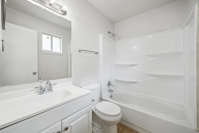 11331 Woollcott St, San Antonio, TX 78251 - full bathroom with vanity, shower / washtub combination, a textured ceiling, and tile patterned floors