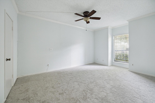 1100 Augusta Dr Unit 63, Houston, TX 77057 - unfurnished room with crown molding, a ceiling fan, carpet flooring, and a textured ceiling