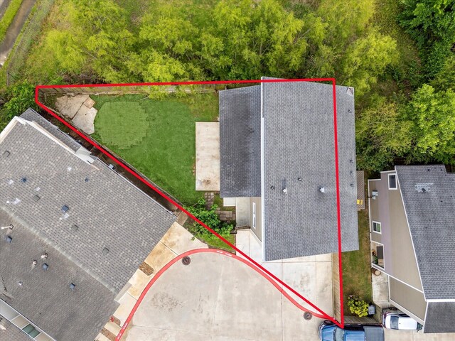 306 Felt Cir, Houston, TX 77011 - aerial view of property and surrounding area with property parcel outlined