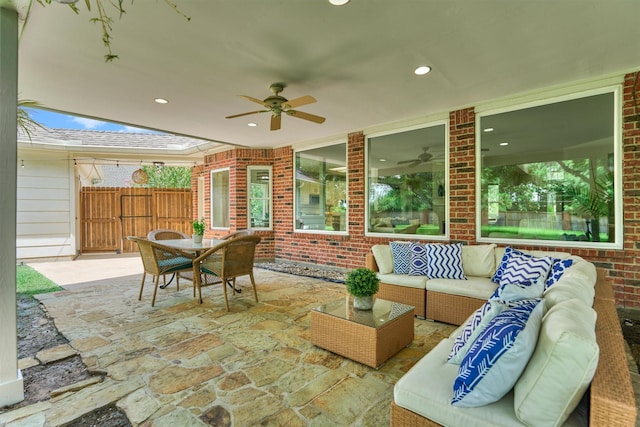 22811 Northampton Pines Dr, Spring, TX 77389 - view of patio with outdoor lounge area, ceiling fan, and outdoor dining space