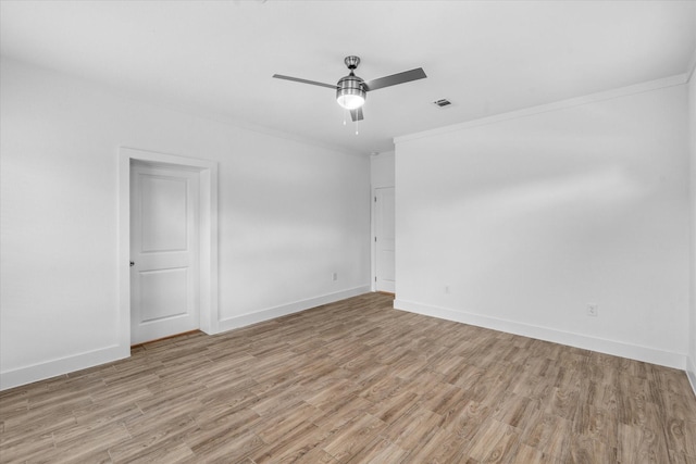 4358 Larkspur St, Houston, TX 77051 - empty room with light wood-style floors, ceiling fan, and ornamental molding