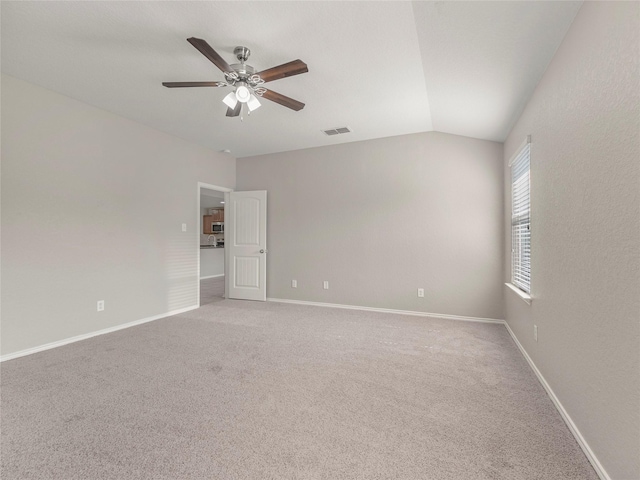 419 Eastern Phoebe, San Antonio, TX 78253 - empty room with vaulted ceiling, light carpet, and ceiling fan