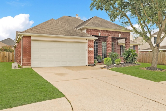18114 Rustic Springs Dr, Tomball, TX 77375 - view of front of property featuring brick siding, concrete driveway, a garage, and a shingled roof