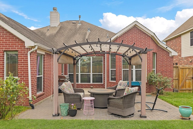 18114 Rustic Springs Dr, Tomball, TX 77375 - view of patio featuring a pergola and outdoor lounge area