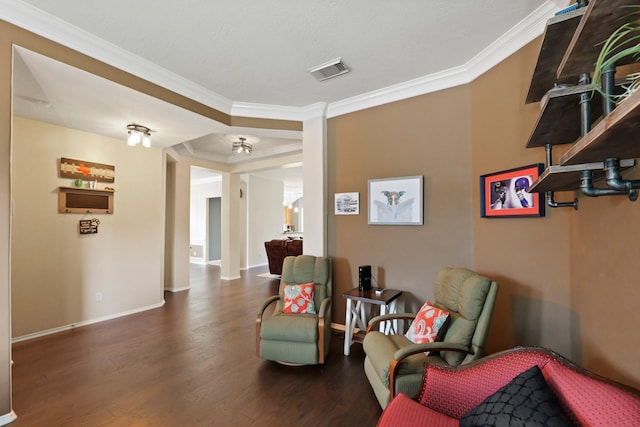18114 Rustic Springs Dr, Tomball, TX 77375 - living area featuring crown molding and wood finished floors