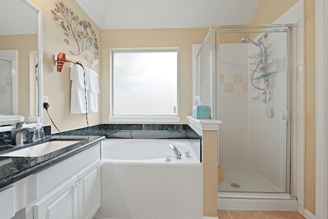 18114 Rustic Springs Dr, Tomball, TX 77375 - full bath featuring a shower stall, vanity, and a garden tub