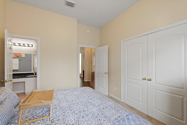 18114 Rustic Springs Dr, Tomball, TX 77375 - carpeted bedroom with a closet and ensuite bathroom