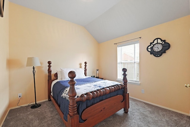 18114 Rustic Springs Dr, Tomball, TX 77375 - carpeted bedroom with baseboards and lofted ceiling