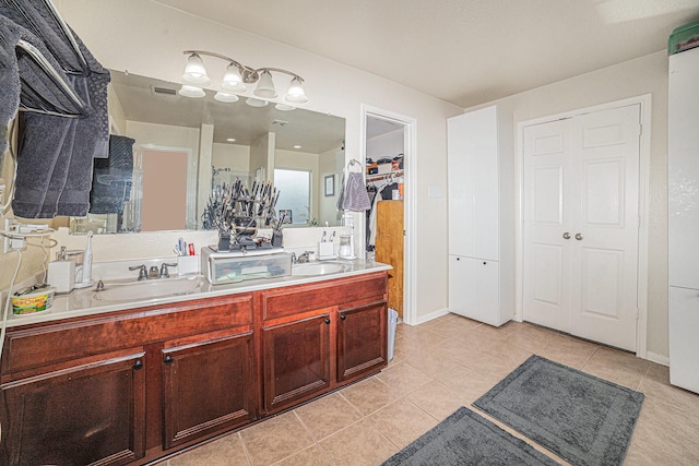 21530 Amesbury Meadow Ln, Spring, TX 77379 - full bath featuring double vanity, tile patterned flooring, and a shower