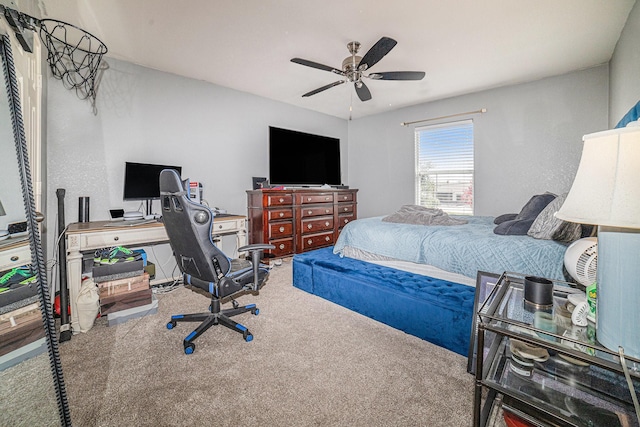 21530 Amesbury Meadow Ln, Spring, TX 77379 - carpeted bedroom featuring a ceiling fan and an office area