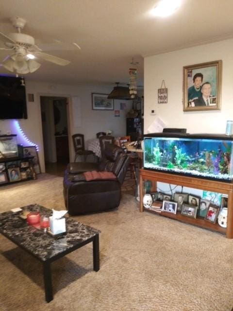17930 N Interstate 35, West, TX 76691 - carpeted living room featuring ceiling fan