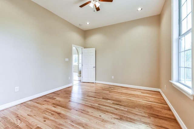 8309 Williamsdell St, Houston, TX 77088 - unfurnished room featuring ceiling fan, light wood-style floors, and recessed lighting