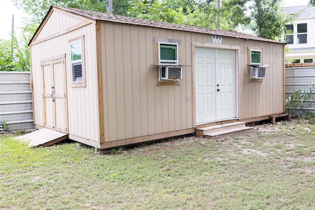 8309 Williamsdell St, Houston, TX 77088 - view of shed with cooling unit and entry steps