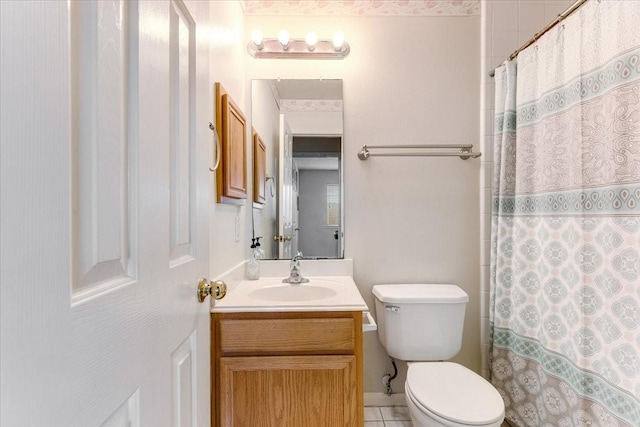2210 Elm Forest Dr, Pearland, TX 77584 - full bath with vanity, tile patterned flooring, and a shower with curtain