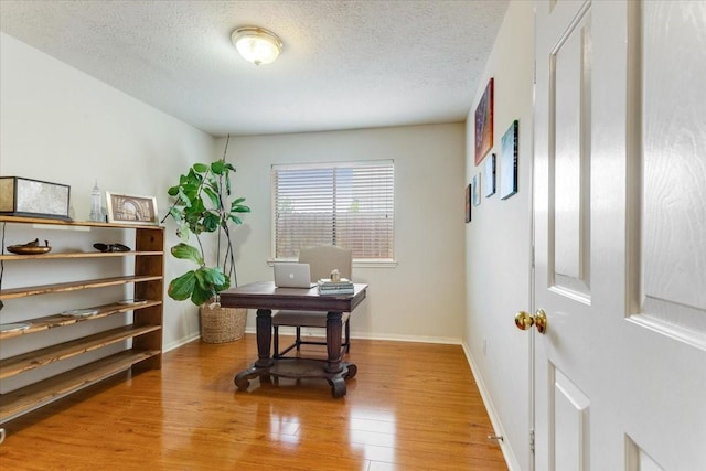 2210 Elm Forest Dr, Pearland, TX 77584 - office featuring light wood-type flooring and a textured ceiling