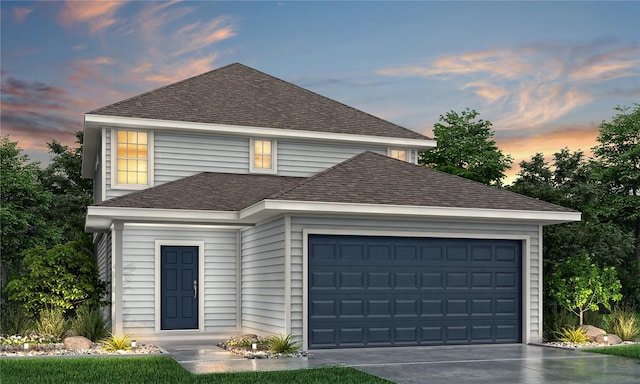 13336 Burbot Dr, Conroe, TX 77384 - traditional home featuring roof with shingles, a garage, and driveway