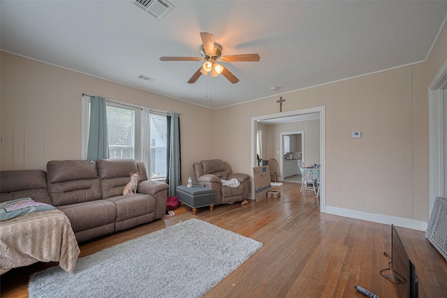 604 Abell St, Wharton, TX 77488 - living room with ceiling fan and wood finished floors