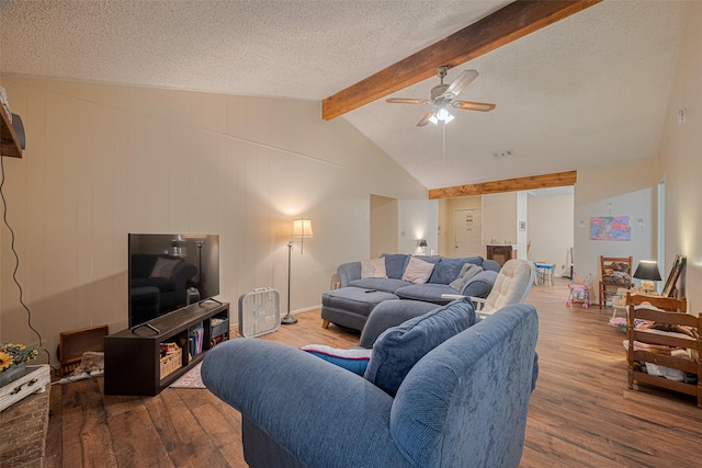 2017 Willow Bend Rd, Wharton, TX 77488 - living area with wood finished floors, a ceiling fan, and a textured ceiling