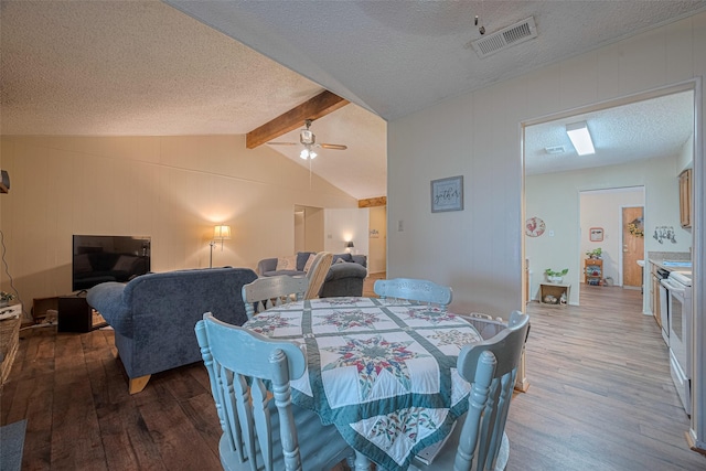 2017 Willow Bend Rd, Wharton, TX 77488 - dining room with hardwood / wood-style flooring, a ceiling fan, and a textured ceiling