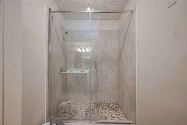 2017 Willow Bend Rd, Wharton, TX 77488 - bathroom with a shower stall and a textured ceiling