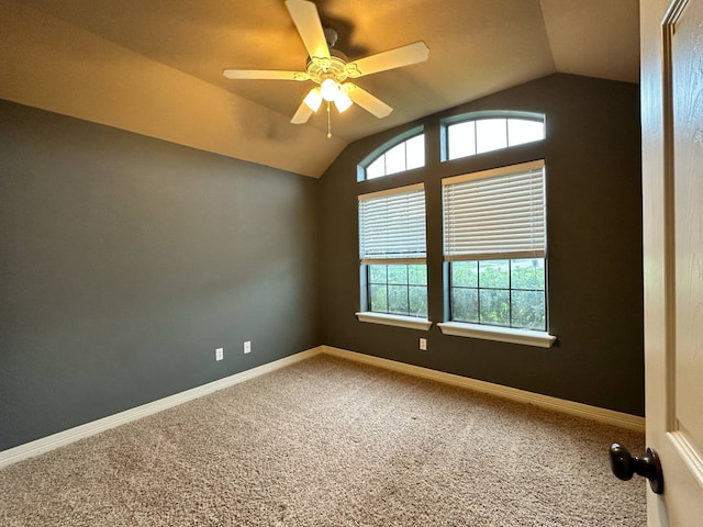 1040 Cardinal Dr, Richwood, TX 77566 - carpeted empty room with lofted ceiling and ceiling fan