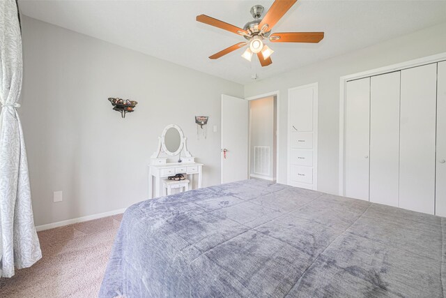 101 Wildrose St, Baytown, TX 77520 - carpeted bedroom featuring a closet and a ceiling fan