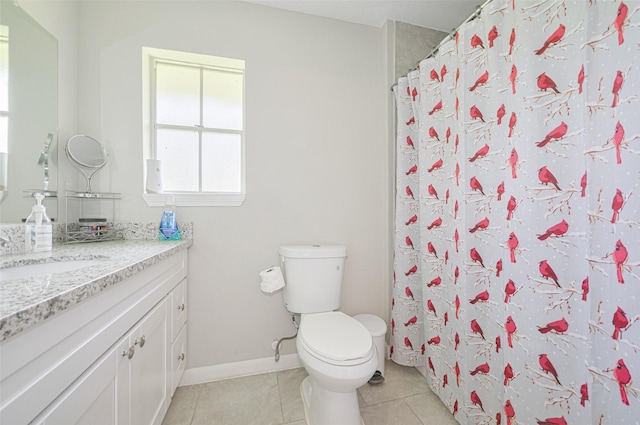 101 Wildrose St, Baytown, TX 77520 - bathroom featuring vanity, tile patterned flooring, and a shower with shower curtain