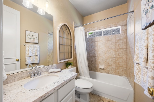 4607 Wellbrook Ln, Katy, TX 77450 - bathroom featuring vanity, shower / tub combo, and tile patterned floors