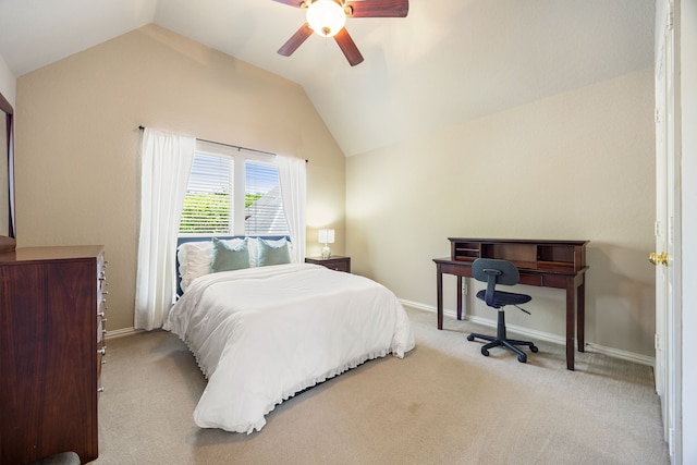 4607 Wellbrook Ln, Katy, TX 77450 - bedroom featuring vaulted ceiling, carpet floors, and ceiling fan