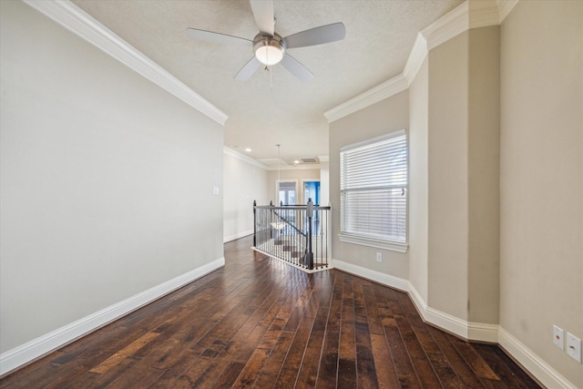 5708 Petty St Unit B, Houston, TX 77007 - unfurnished room with hardwood / wood-style flooring, ornamental molding, and ceiling fan