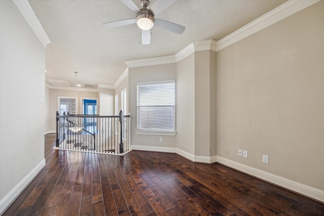 5708 Petty St Unit B, Houston, TX 77007 - empty room with hardwood / wood-style floors, a ceiling fan, and ornamental molding