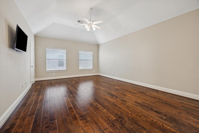 5708 Petty St Unit B, Houston, TX 77007 - unfurnished room featuring ceiling fan, hardwood / wood-style flooring, and lofted ceiling