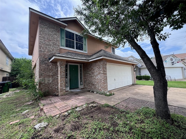 1629 Sylvia Ct, Round Rock, TX 78681 - traditional-style house with brick siding, a garage, and concrete driveway