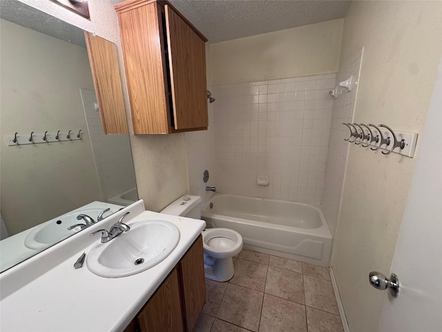 1629 Sylvia Ct, Round Rock, TX 78681 - full bathroom with vanity, shower / tub combination, a textured ceiling, and tile patterned flooring