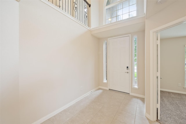 15315 Skyhill Dr, Cypress, TX 77433 - foyer with light tile patterned floors and a high ceiling