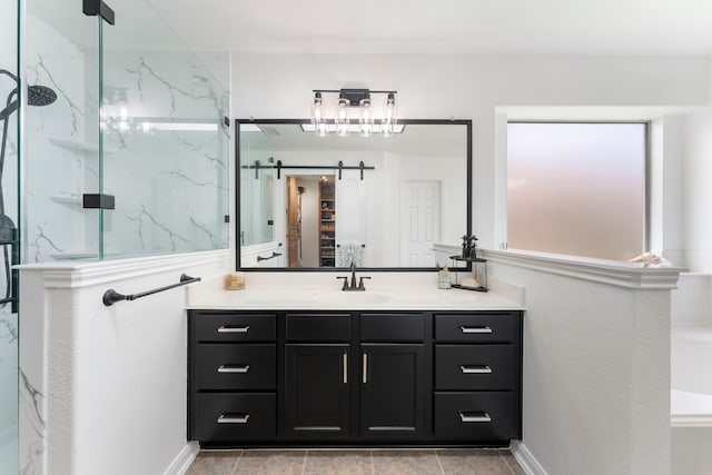 38318 E Sulphur Creek Dr, Magnolia, TX 77355 - full bath with vanity, a marble finish shower, and a tub