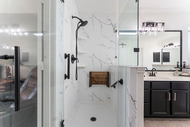 38318 E Sulphur Creek Dr, Magnolia, TX 77355 - bathroom with a marble finish shower and vanity