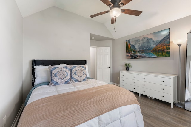 38318 E Sulphur Creek Dr, Magnolia, TX 77355 - bedroom featuring lofted ceiling, wood finished floors, and a ceiling fan