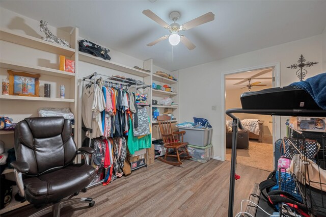 513 Frankie St, Wharton, TX 77488 - office featuring a ceiling fan and wood finished floors