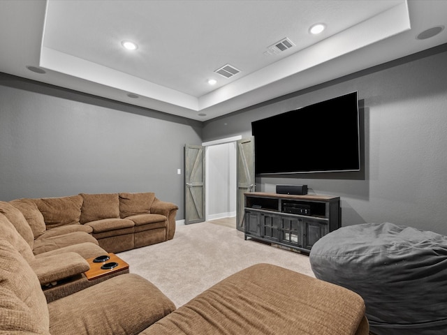 21310 Blue Wood Aster Ct, Cypress, TX 77433 - living room featuring a tray ceiling, carpet floors, and recessed lighting