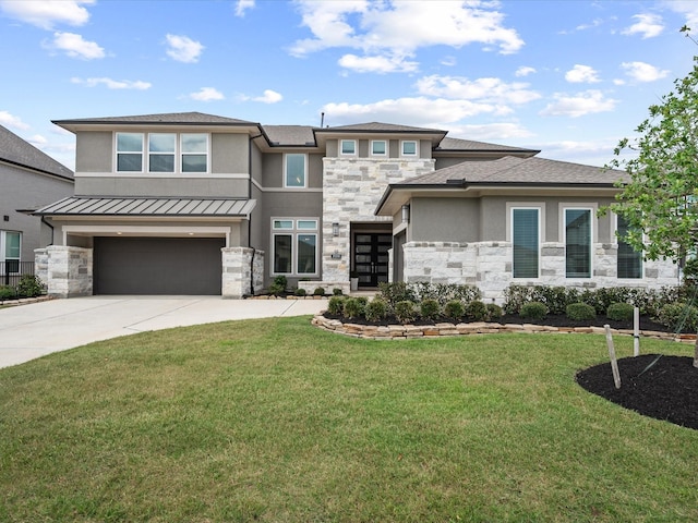 21310 Blue Wood Aster Ct, Cypress, TX 77433 - prairie-style home with stone siding, stucco siding, driveway, and an attached garage