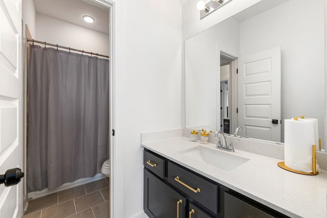 6523 Poplar Meadow Ln, Katy, TX 77493 - bathroom with vanity, tile patterned flooring, and recessed lighting