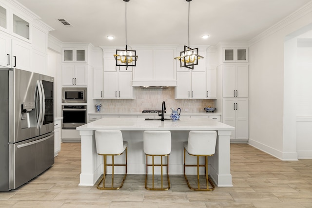 6523 Poplar Meadow Ln, Katy, TX 77493 - kitchen featuring stainless steel appliances, light countertops, backsplash, a chandelier, and recessed lighting