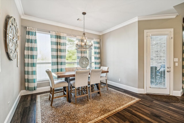 32319 Tall Oaks Way, Magnolia, TX 77354 - dining room with wood finished floors, a chandelier, and ornamental molding