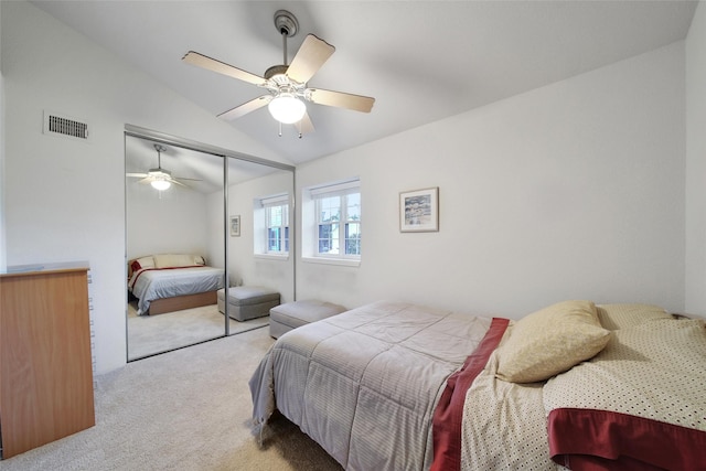 2002 Gentryside Dr Unit 117, Houston, TX 77077 - bedroom featuring carpet flooring, vaulted ceiling, a closet, and ceiling fan