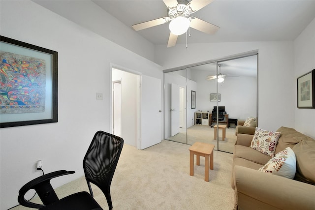 2002 Gentryside Dr Unit 117, Houston, TX 77077 - home office with lofted ceiling, light colored carpet, and ceiling fan
